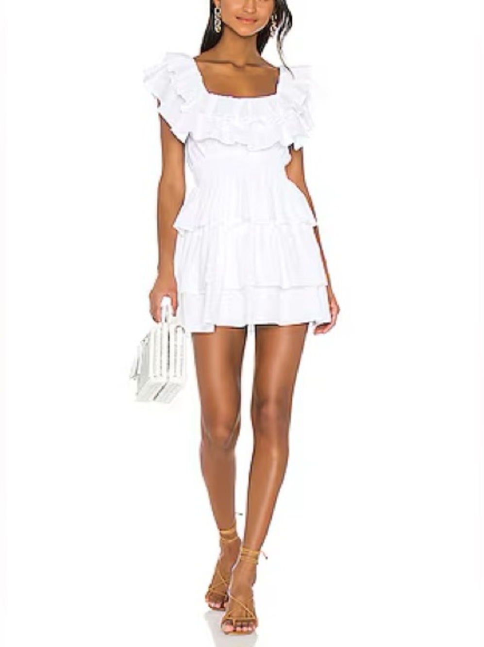 Revolve MAJORELLE Huntington Ruffle Mini Dress in White